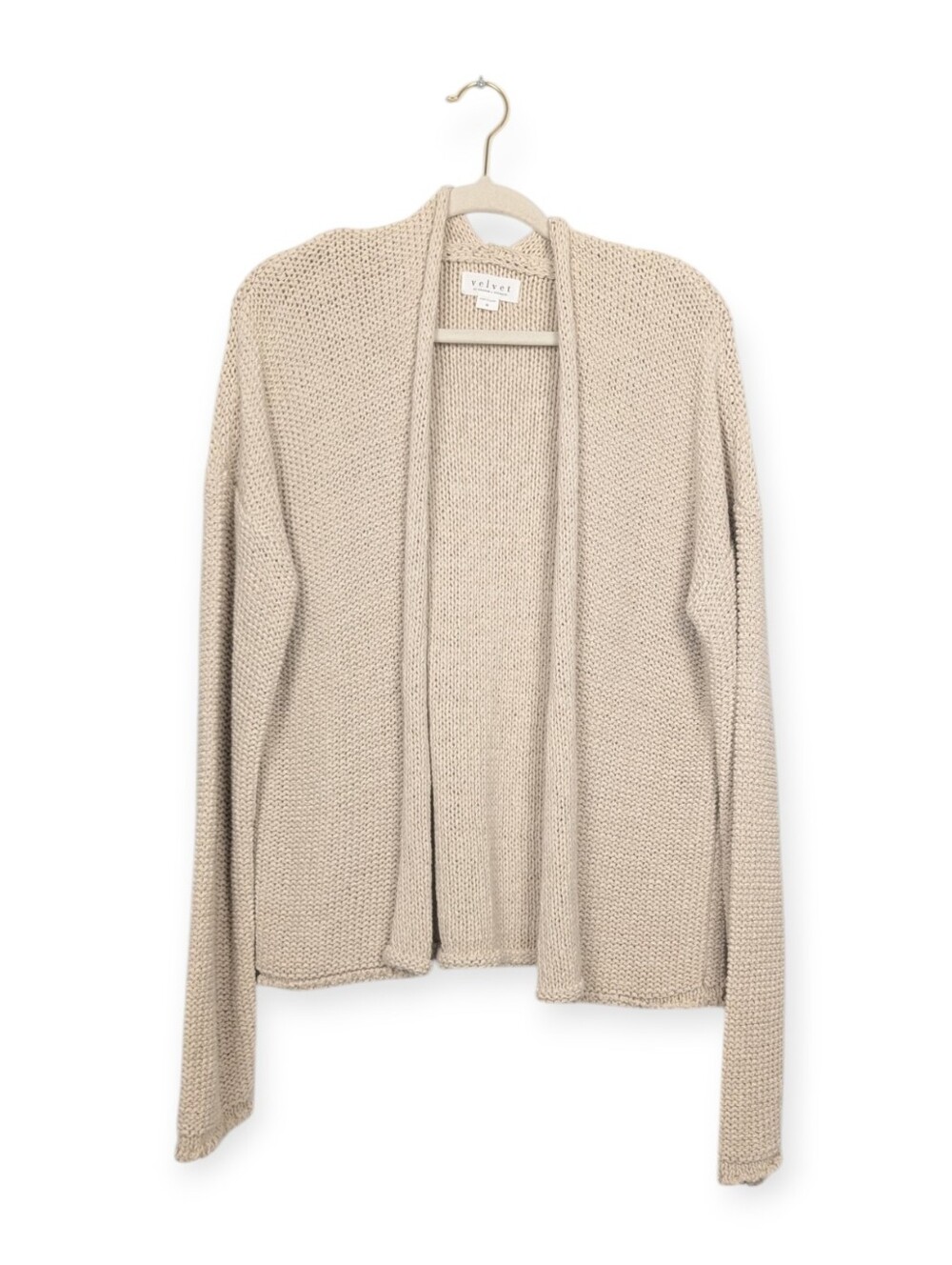 Velvet by Graham & Spencer Cream Knit Open Front Cardigan Sweater Size M